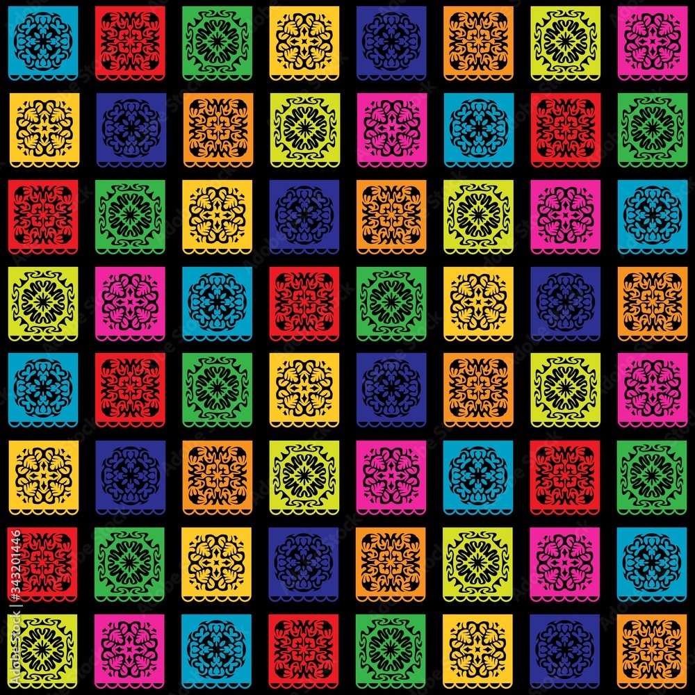 cinco de mayo stencil flags seamless vector pattern