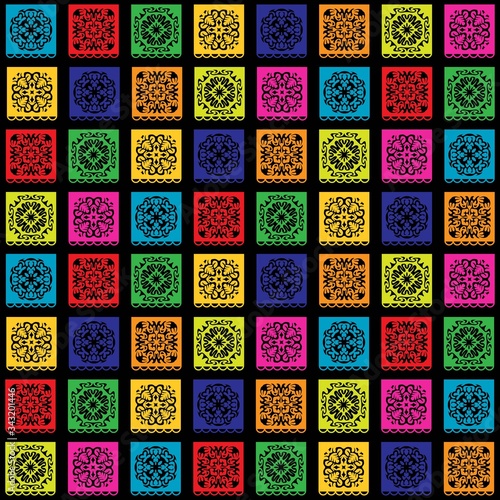 cinco de mayo stencil flags seamless vector pattern