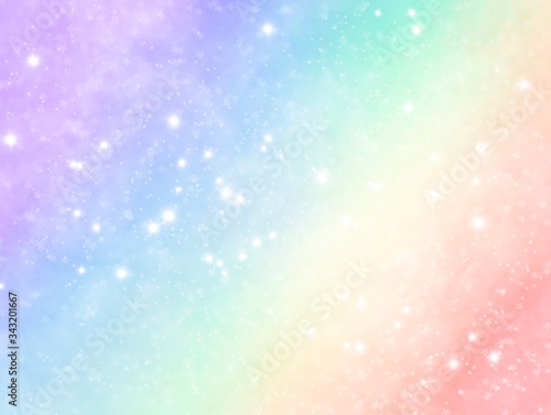 Magic glitter rainbow abstract background. Paint like sparkle unicorn for holiday party ombre style