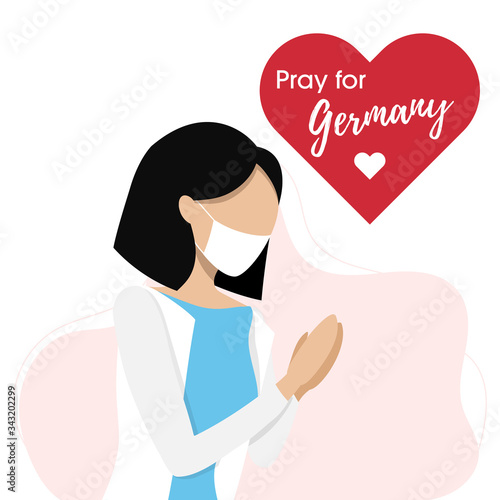German woman. Pray for Germany, save german people concept. Covid-19 or Coronavirus concept.
