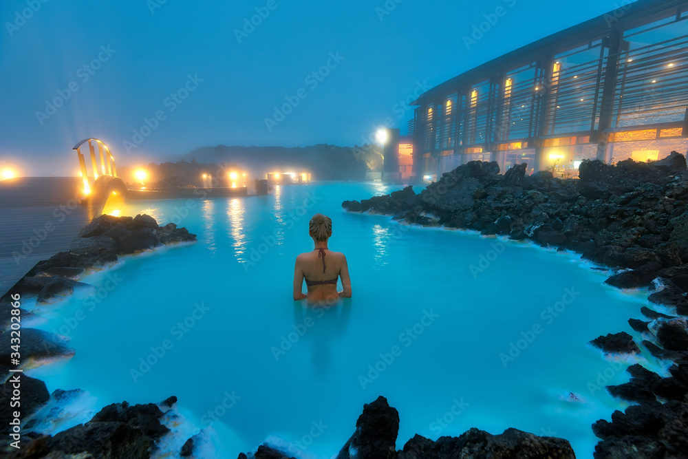 Blue Lagoon Swimming Pool in Western Iceland - obrazy, fototapety, plakaty 