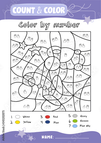 Math sheet for Children / Finger counting sheet and exercise / Math  practice lesson /Homeschooling sheet / Addition exercise for kids/ Color by number for Kindergarten