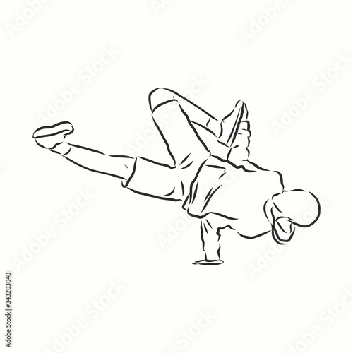 break dancer-continuous line drawing. break dance, dancer, vector sketch illustration