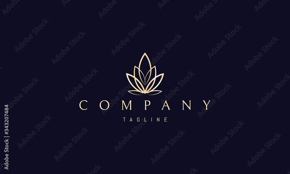 Vector golden logo on which an abstract image of cannabis leaves, which also look like a lotus flower. Vector golden logo on which an abstract image of cannabis leaves, which also look like a lotus flower.