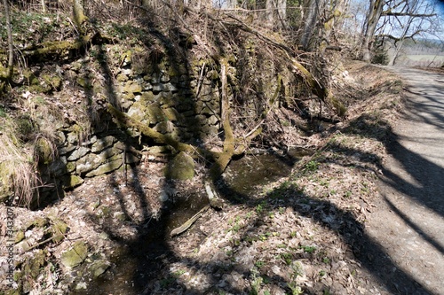 historical Schwarzenberg canal transportatino water way in Sumava wood