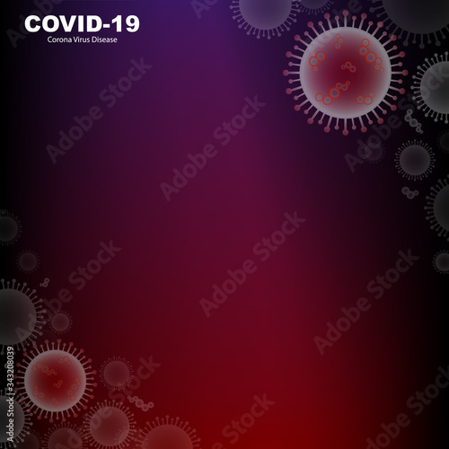 Coronavirus COVID 2019-nCoV outbreak and influenza in light blue background. Pandemic medical health risk, immunology, virology, epidemiology concept. Vector. 