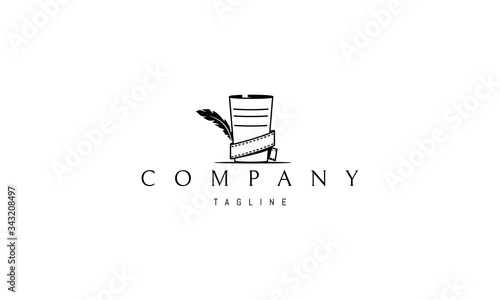 Vector logo on which is an abstract image of a sheet of paper on which the script is written and which the film wraps around.