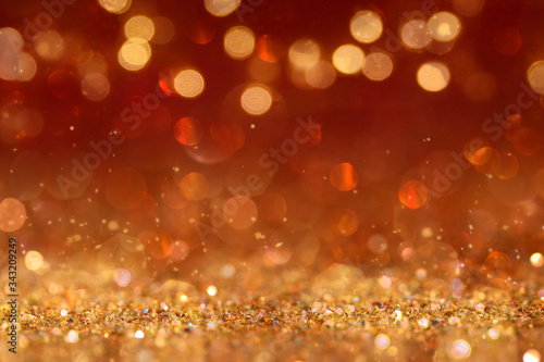 Christmas and New Year holidays background  glitter vintage lights background. defocused.
