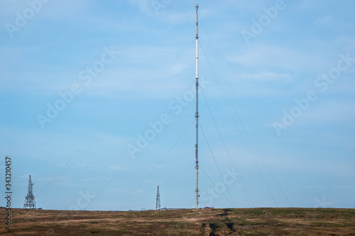 The Winter Hill Transmitting Station tubular mast above Bolton - the highest television antenna in the United Kingdom
