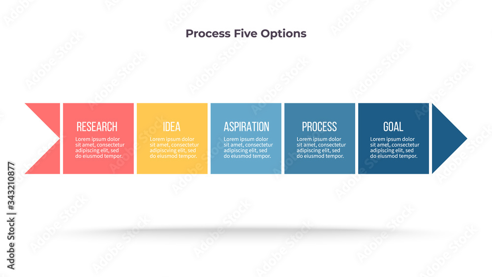 Business infographic. Arrow chart with 5 options. Vector template.