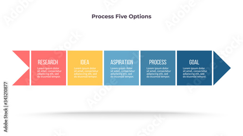 Business infographic. Arrow chart with 5 options. Vector template.