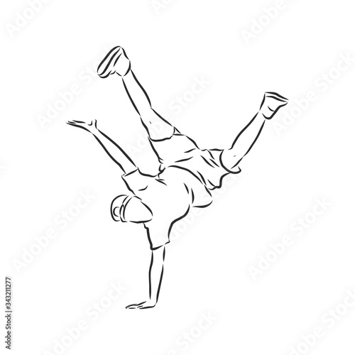 break dancer-continuous line drawing. break dance, dancer, vector sketch illustration