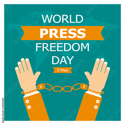 World press freedom day Poster with handcuffs