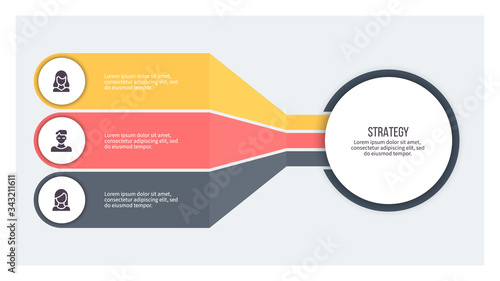 Business infographic. Organization chart with 3 options. Vector template.