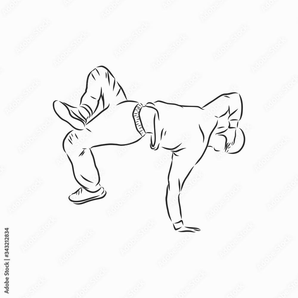 break dancer-continuous line drawing. break dance, dancer, vector sketch illustration break dancer-continuous line drawing. break dance, dancer, vector sketch illustration