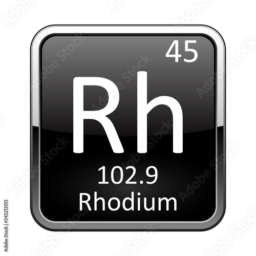 The periodic table element Rhodium. Vector illustration