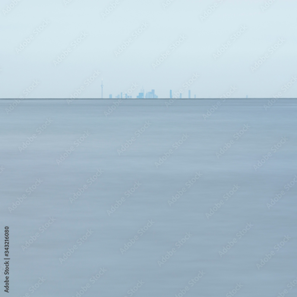 A long exposure of Toronto as seen from across Lake Ontario at Queen's Royal Park, Niagara-on-the-Lake, Ontario, Canada