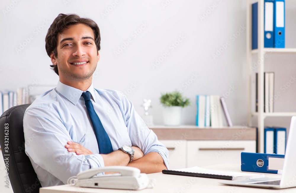 Fototapeta premium Young handsome businessman working in office