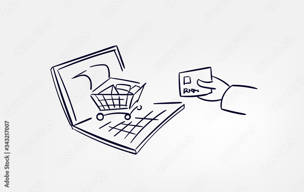 line doodle vector sketch design basket order hand card laptop line doodle vector sketch design basket order hand card laptop