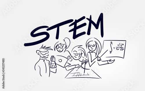 line doodle vector sketch design stem lettering illustration