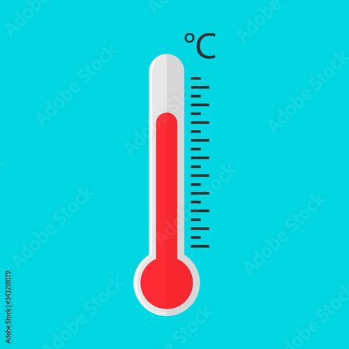 Vector flat thermometer icon isolated on background. Vector illustration. Eps 10.