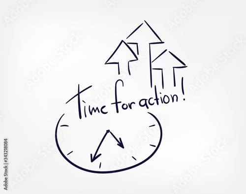 time for action concept doodle hand drawn vector line illustration