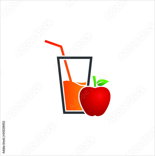 Natural fresh apple juice in a glass vector icon. Fruit juice logo concept