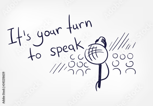 public speaking motivation abstract vector concept doodle line sketch illustration clip art