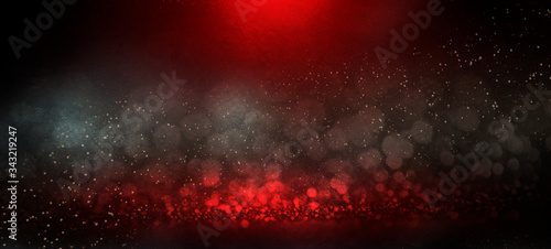 Blurred background with bokeh. Christmas and Happy New Year greeting card.