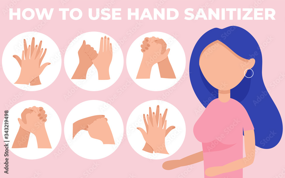 Wash your hands with alcohol gel. Personal hygiene, infographic procedure clean disease prevention covid-19. Wash your hands with alcohol gel. Personal hygiene, infographic procedure clean disease prevention covid-19.