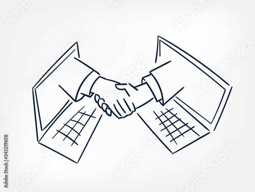 wen internet negotiation deal vector line doodle hand written illustration simle