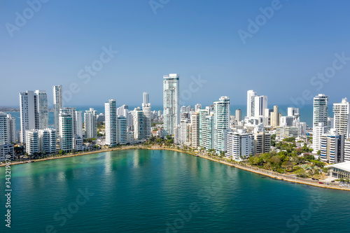 Aerial view of the Bocagrande district in Cartagena, Colombia © ronedya