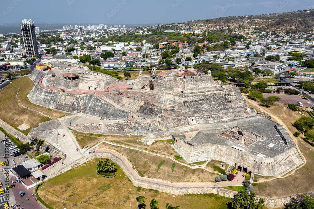 Aerial view of the San Felipe de Barajas Castle, Cartagena Colombia