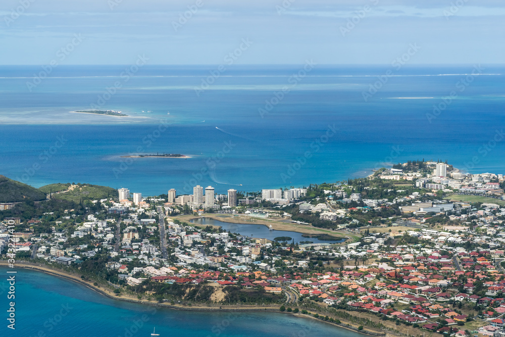 Naklejka premium Aerial view of Noumea bay New Caledonia. sunny day