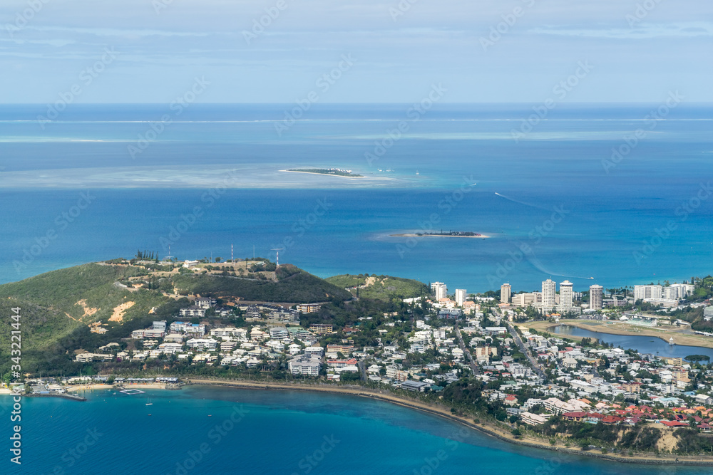 Aerial view of Noumea bay New Caledonia. sky is blue Aerial view of Noumea bay New Caledonia. sky is blue