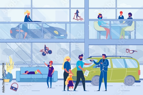 Auto Dealer and Vehicle People Buyer Car Showroom