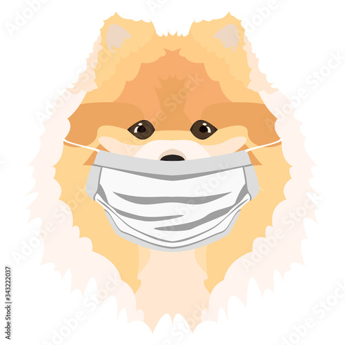 Illustration Hund Chow mit Atemschutzmaske