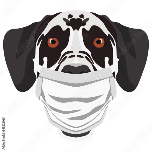 Illustration Hund Dalmatiner mit Atemschutzmaske