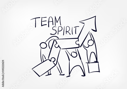 team spirit concept sketch lettering hand drawn doodle