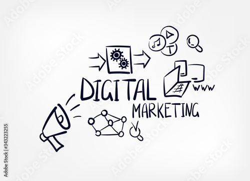 Digital marketing sketch on concrete wall Stock Photo by ©denisismagilov  166446966