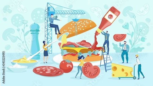 Little People Making Burger, Crane Putting Bun.