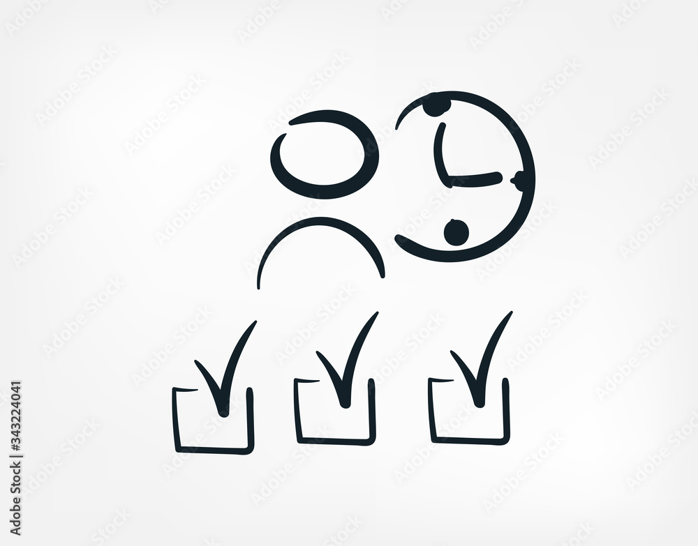 time checkpoints management plan line art doodle vector symbol sign concept time checkpoints management plan line art doodle vector symbol sign concept