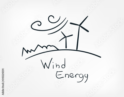 wind energy line art doodle vector symbol sign concept