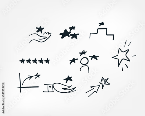 star dream line art doodle vector symbol sign concept set