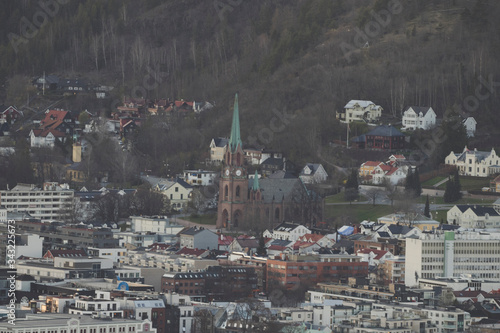 Evening Drammen city centr view.