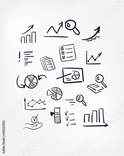 diagram statistics line art doodle vector symbol sign concept set