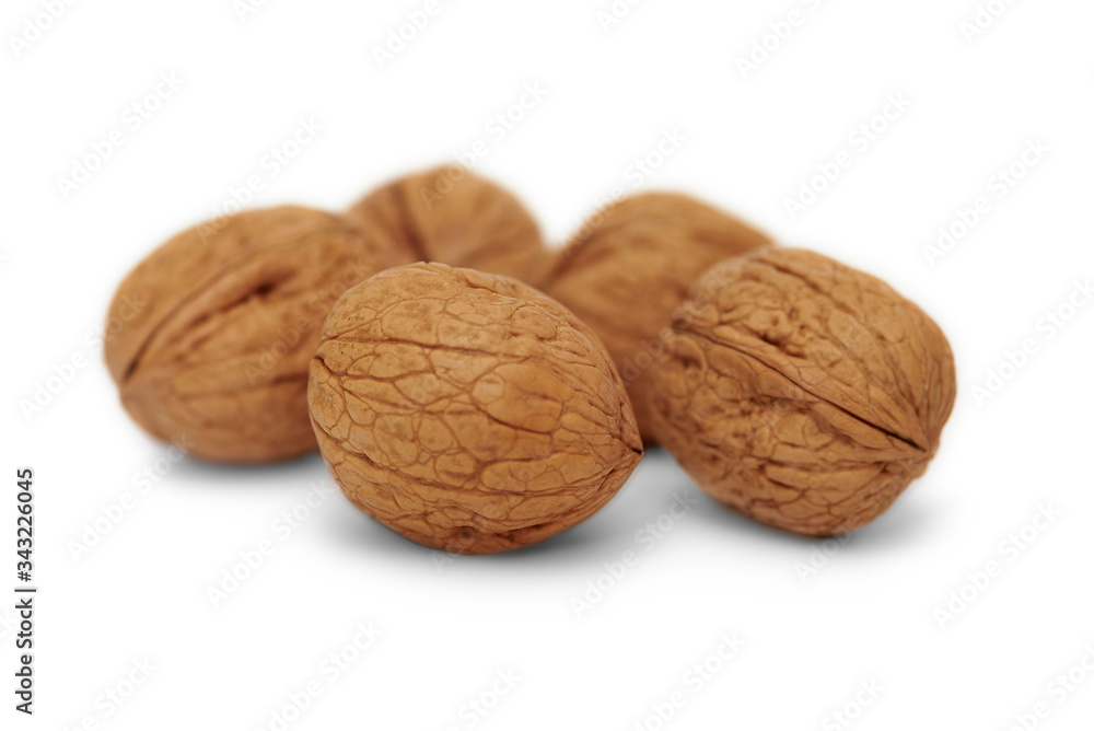 Walnuts on white background, isolated, closeup Walnuts on white background, isolated, closeup
