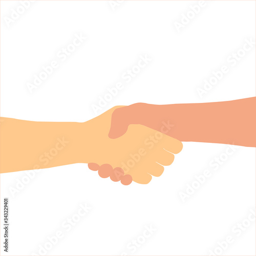Flat handshake pictogram is isolated on a white background