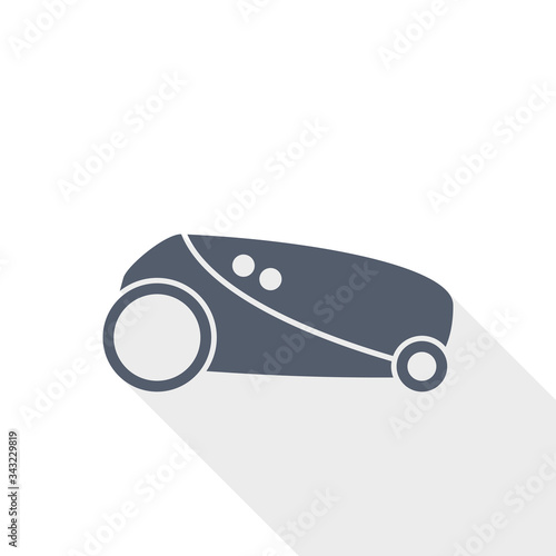 Robot, automatic grass mower flat design vector icon