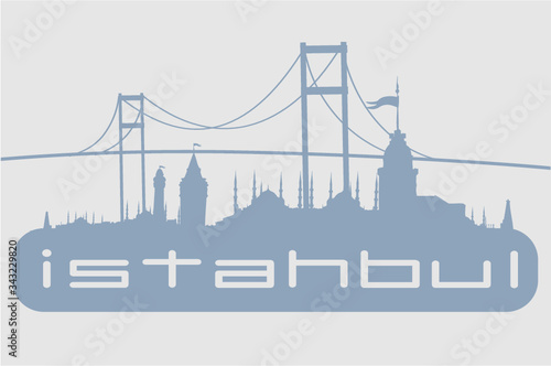 Istanbul city landscape print and embroidery graphic design vector art